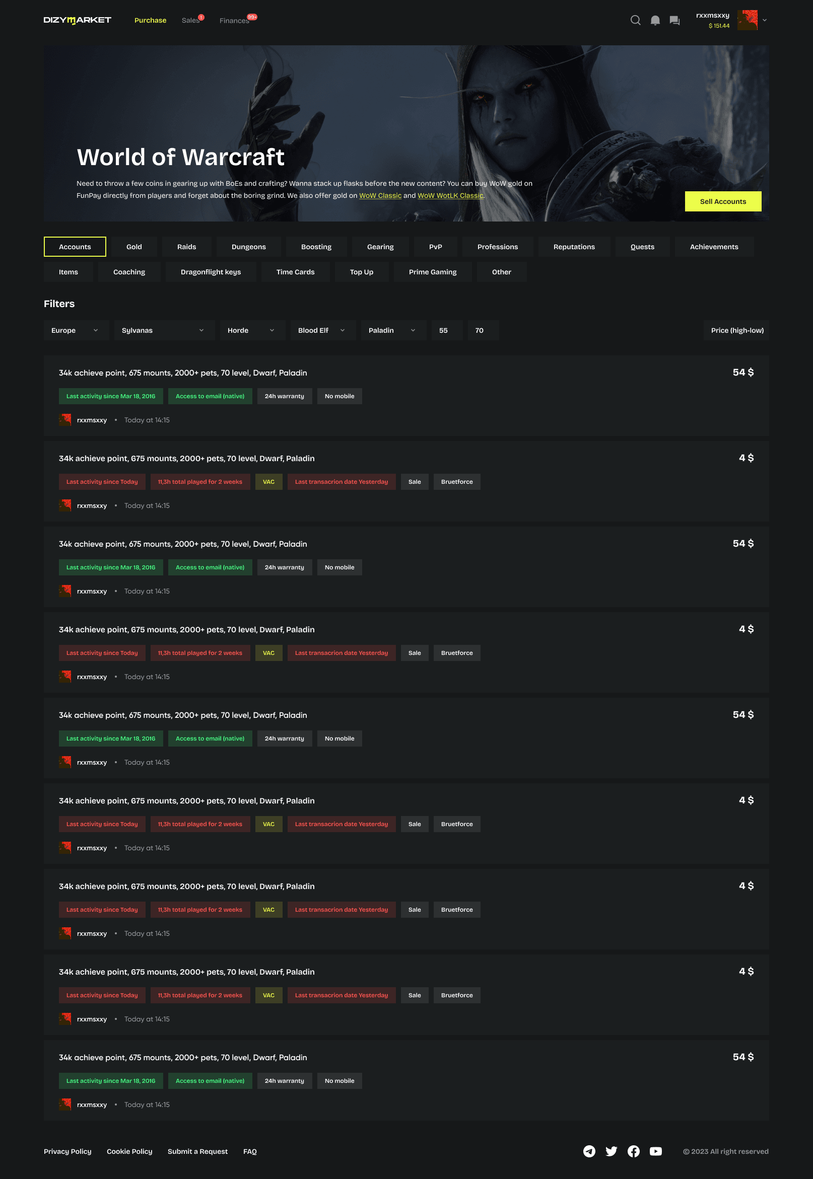 Preview of DizyMarket interface